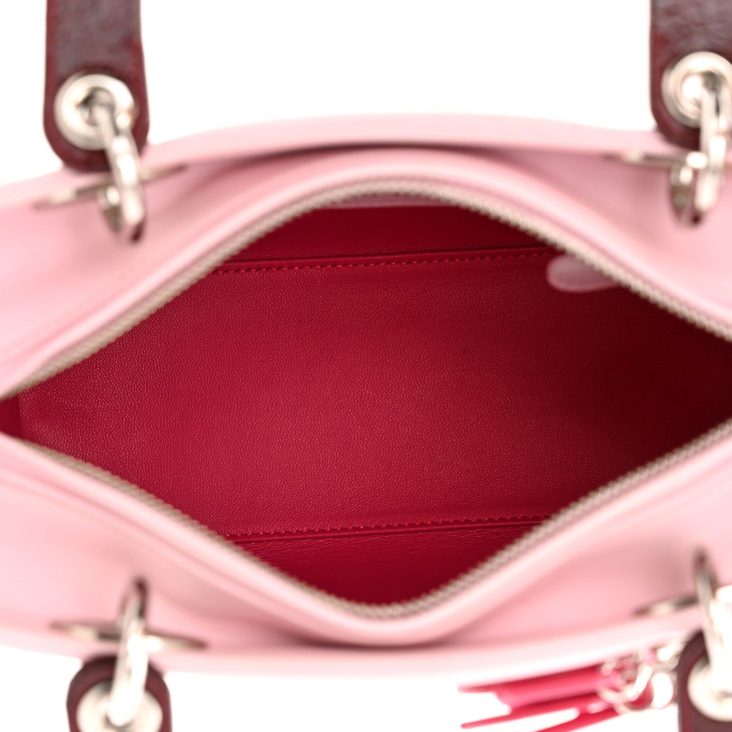 Calfskin Patent Embroidered Valentines Day Heart Medium Lady Dior Pink Multicolor