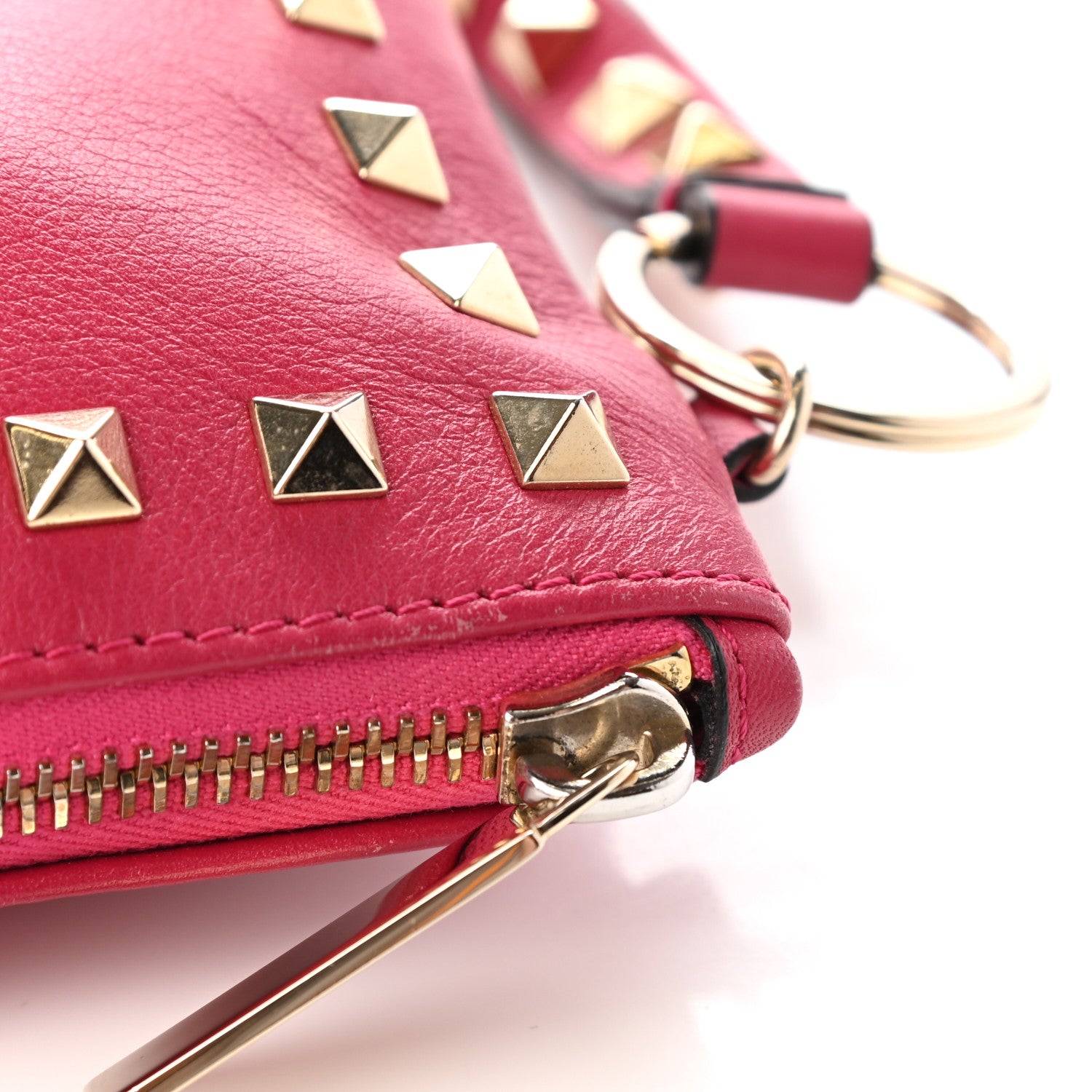Valentino Garavani Vitello Rockstud Zip Wristlet Pouch Cyclamin 13 of 15