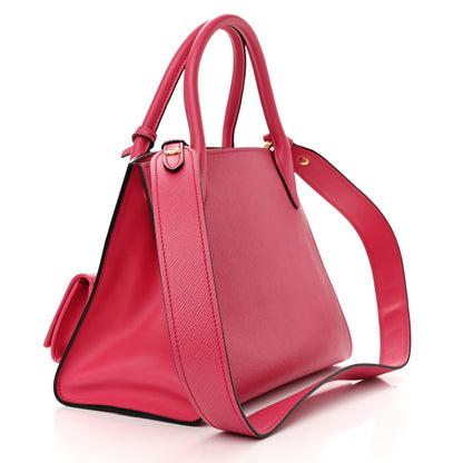 Prada Saffiano Cuir Calfskin Small Monochrome Top Handle Tote Magenta 3 of 10