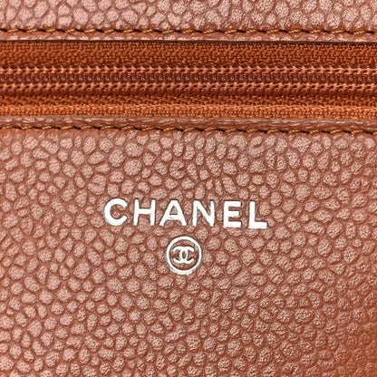 Chanel Caviar Quilted Wallet On Chain WOC Light Brown 5 of 11