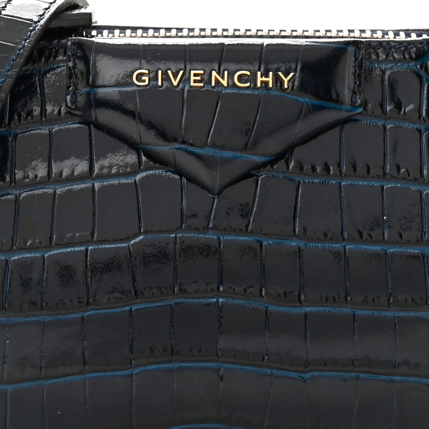 Calfskin Crocodile Embossed Nano Antigona Navy