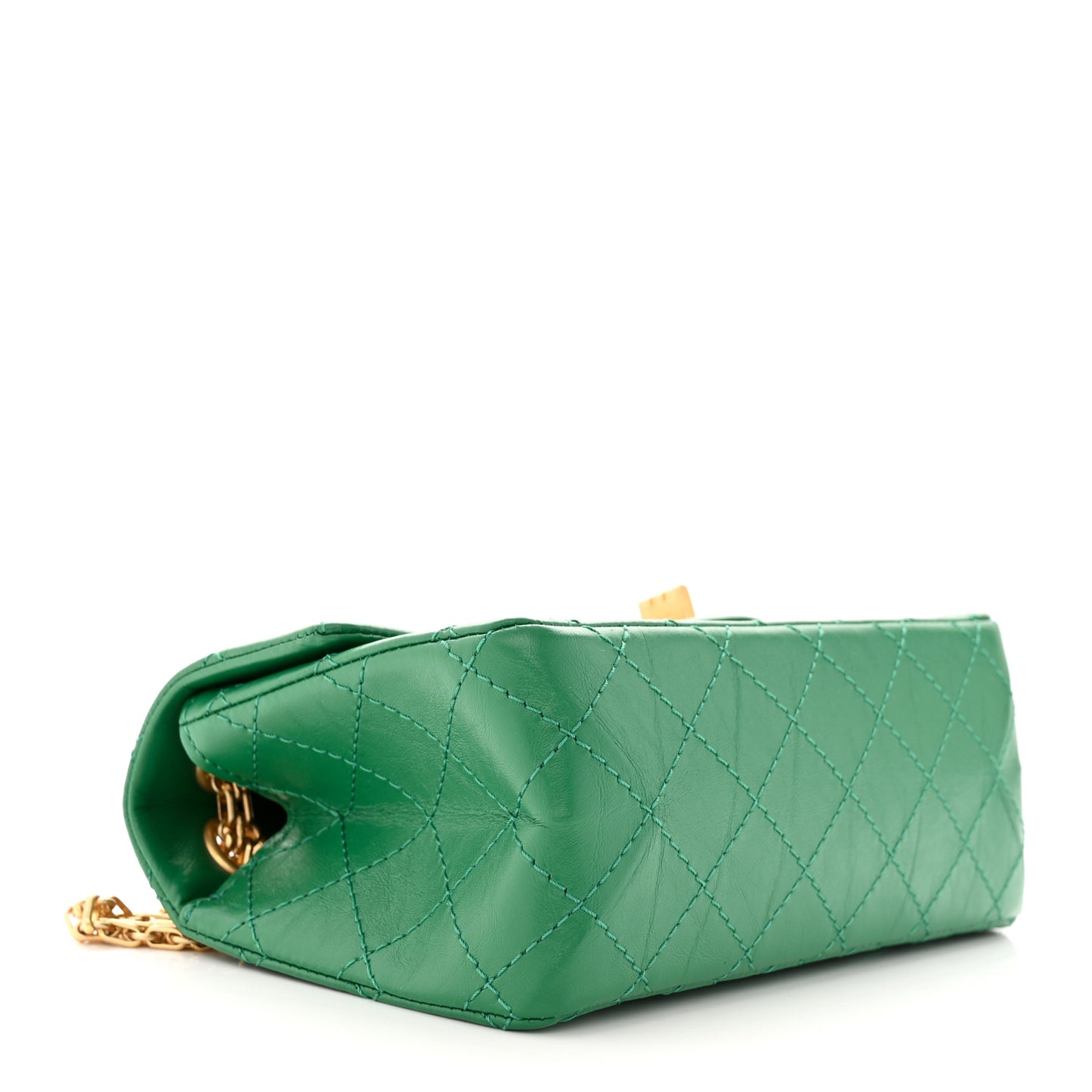Aged Calfskin Quilted 2.55 Reissue Mini Flap Green
