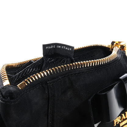 Prada Tessuto Nylon Spazzolato Bow Cosmetic Bag Nero Black 6 of 10