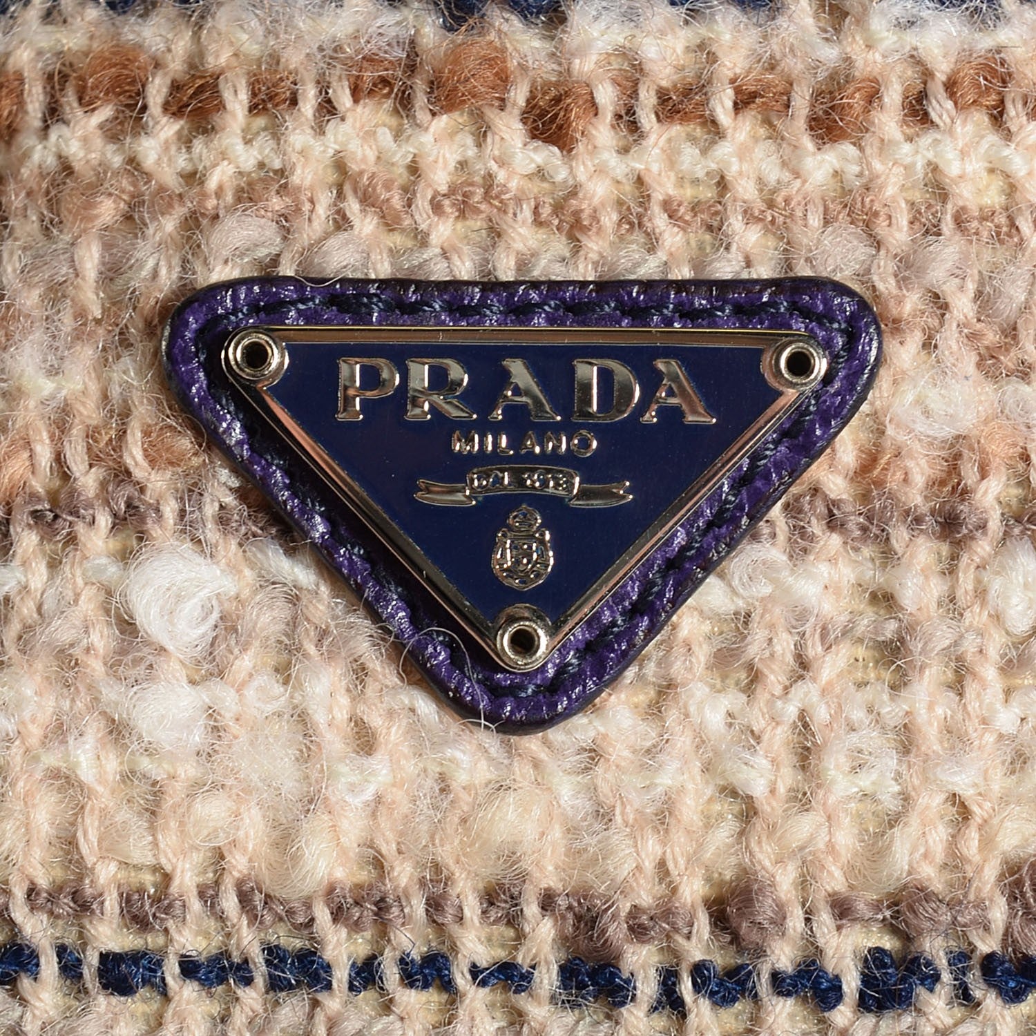 Prada Tweed Vitello Flat Tote Bag 6 of 8