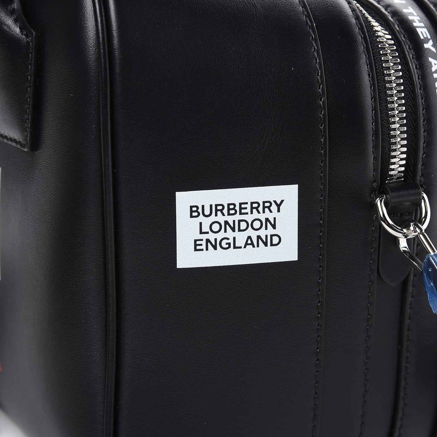 Smooth Calfskin Montage Print Small Cube Bowling Bag Black