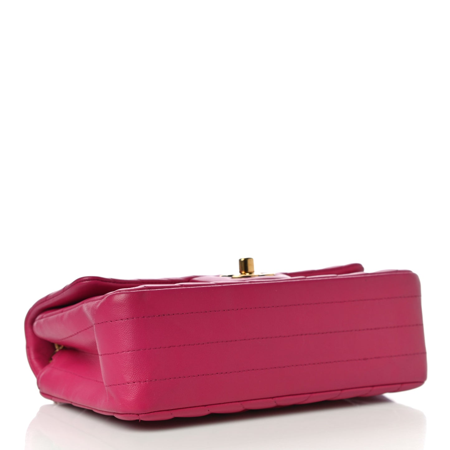 Lambskin Chevron Quilted Mini Rectangular Flap Dark Pink