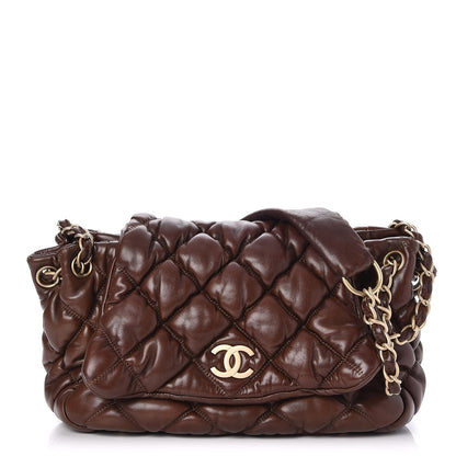 Chanel Lambskin Bubble Quilt Accordion Flap Dark Brown 1 of 7