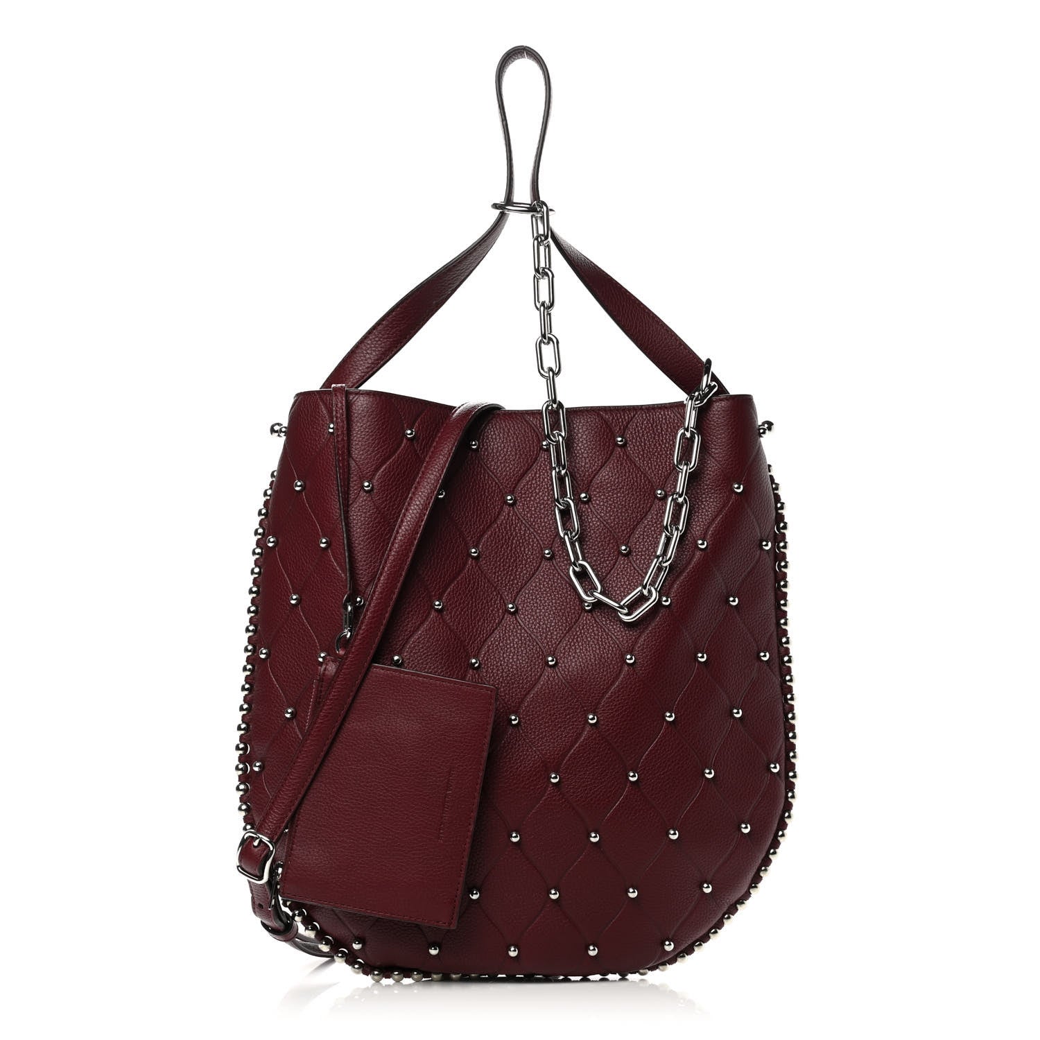 Alexander Wang Pebbled Calfskin Studded Roxy Hobo Burgundy 1 of 12