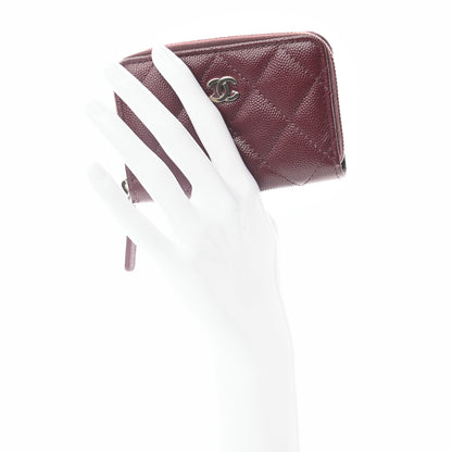 Chanel Caviar Quilted Zip Around Coin Purse Burgundy 2 of 7