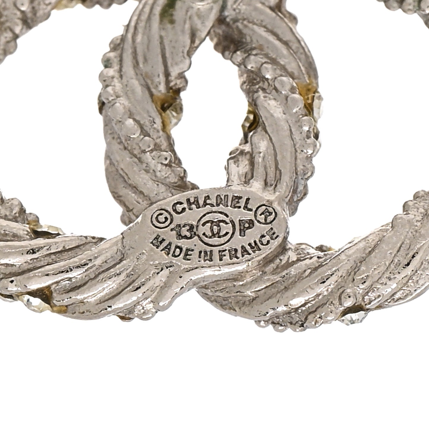 Crystal Twisted CC Earrings Silver