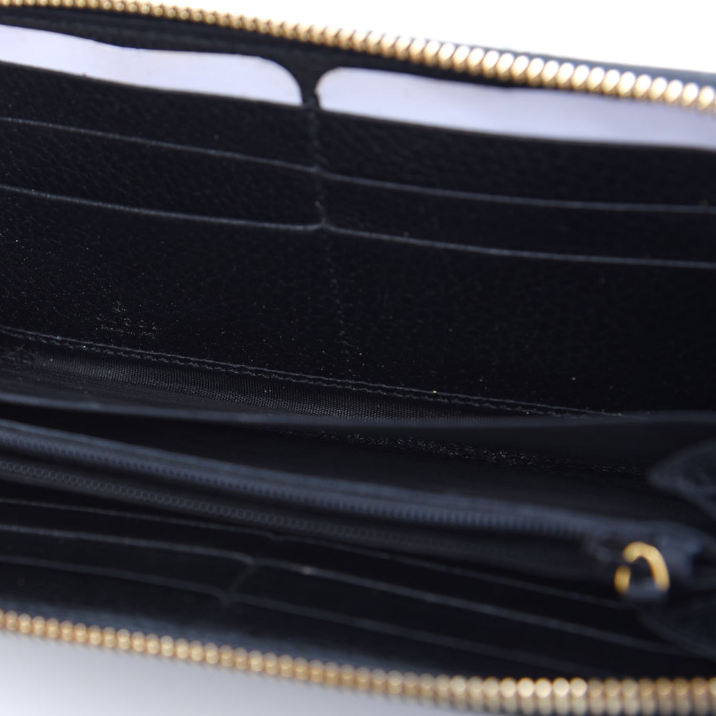 Dollar Calfskin GG Marmont Zip Around Wallet Black