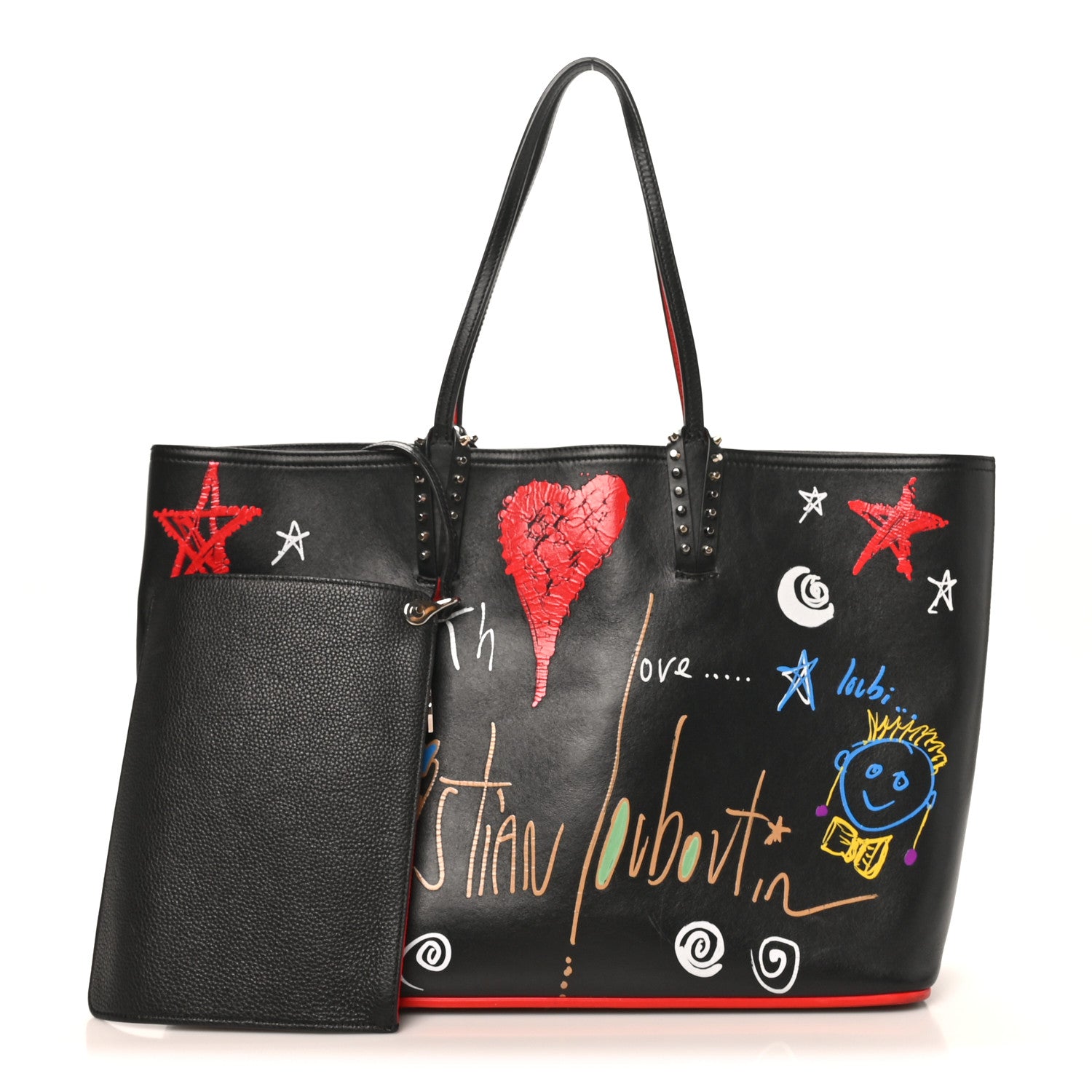 Christian Louboutin Calfskin Loubitag Spikes East West Cabata Tote Black 3 of 11