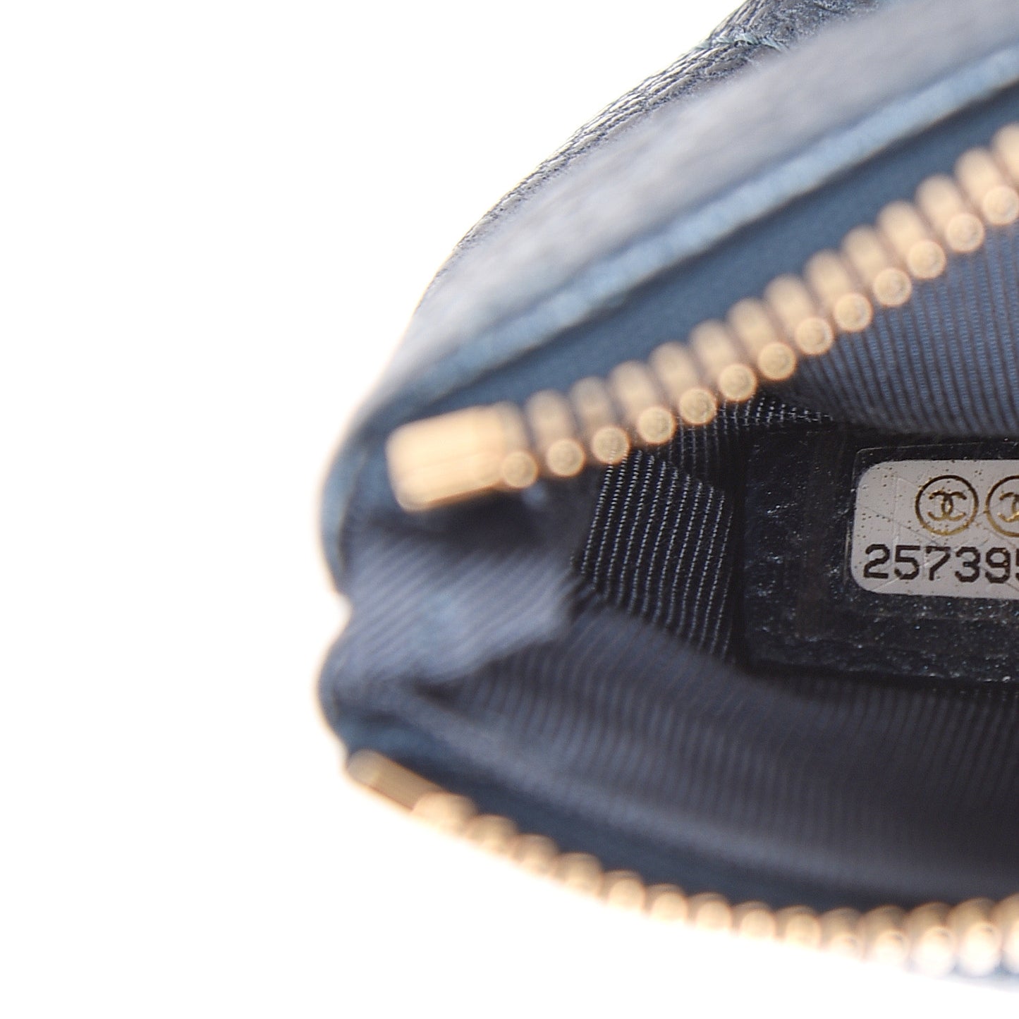 Metallic Caviar Quilted Small Cosmetic Case Dark Blue