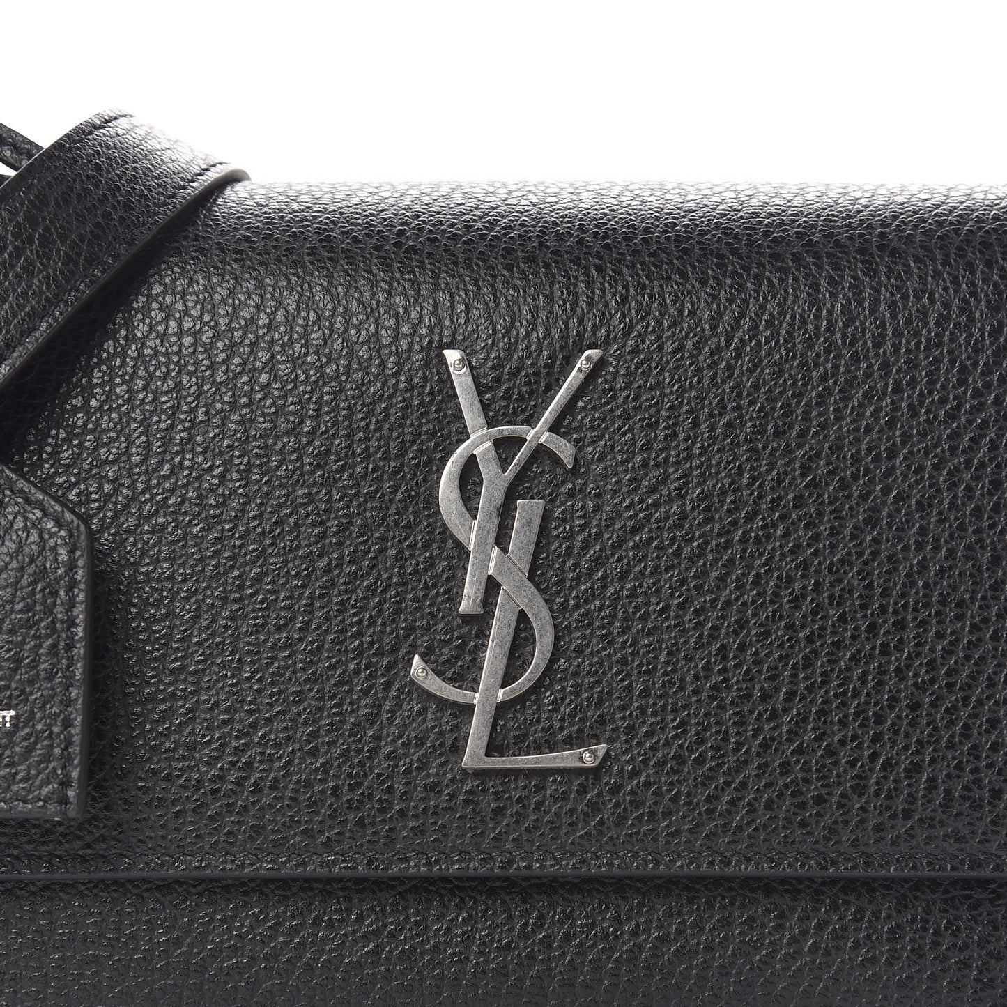 Grained Calfskin Medium Monogram Sunset Satchel Black