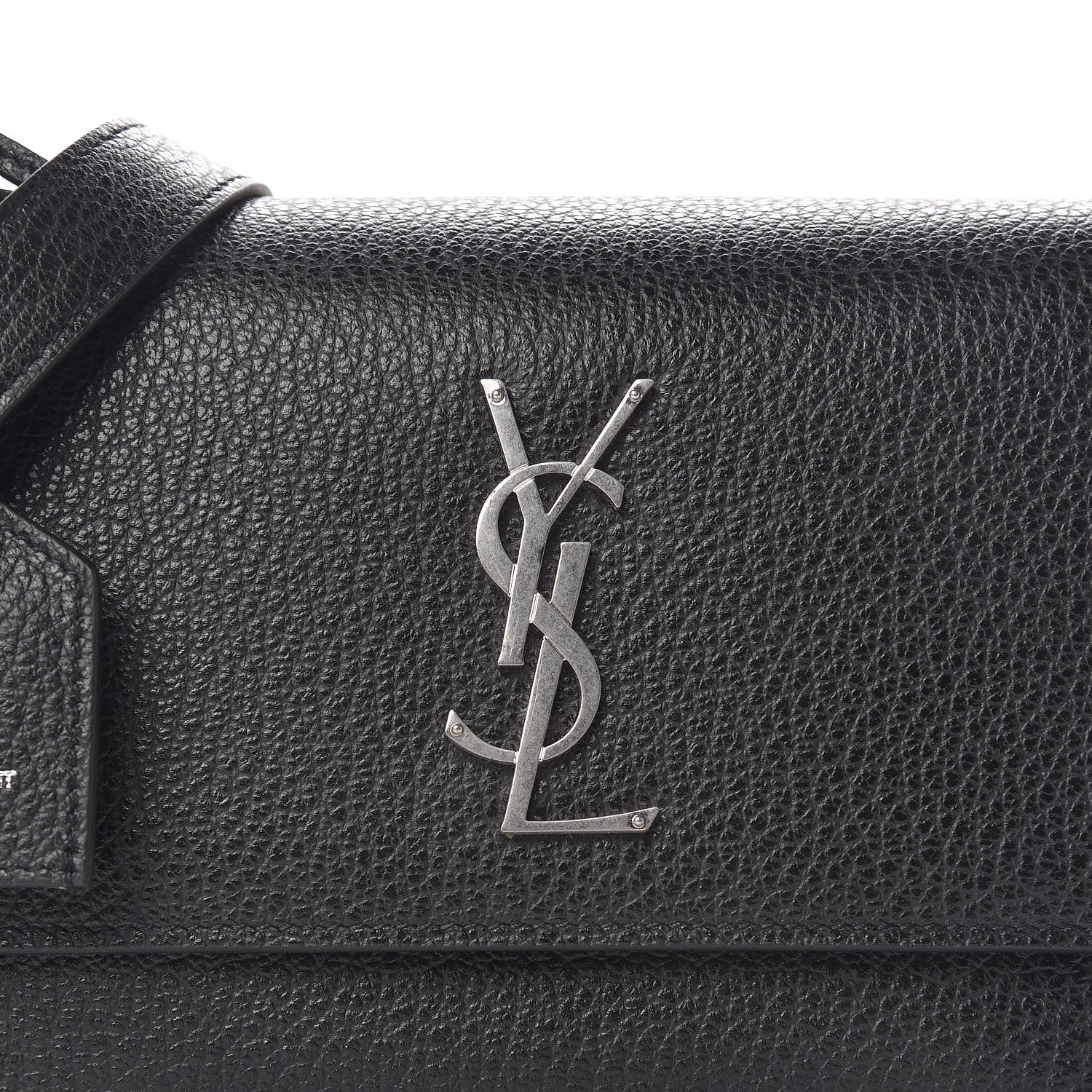 Saint Laurent Grained Calfskin Medium Monogram Sunset Satchel Black 10 of 11