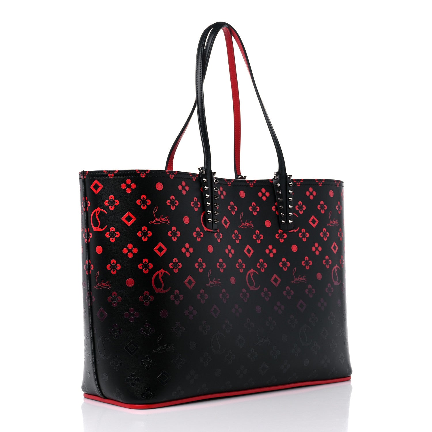 Christian Louboutin Perforated Calfskin Degrade Loubinthesky East West Cabata Tote Black Red 4 of 13