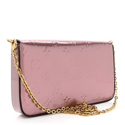 Louis Vuitton Vernis Pochette Felicie Chain Wallet Metallic Pale Pink 4 of 12