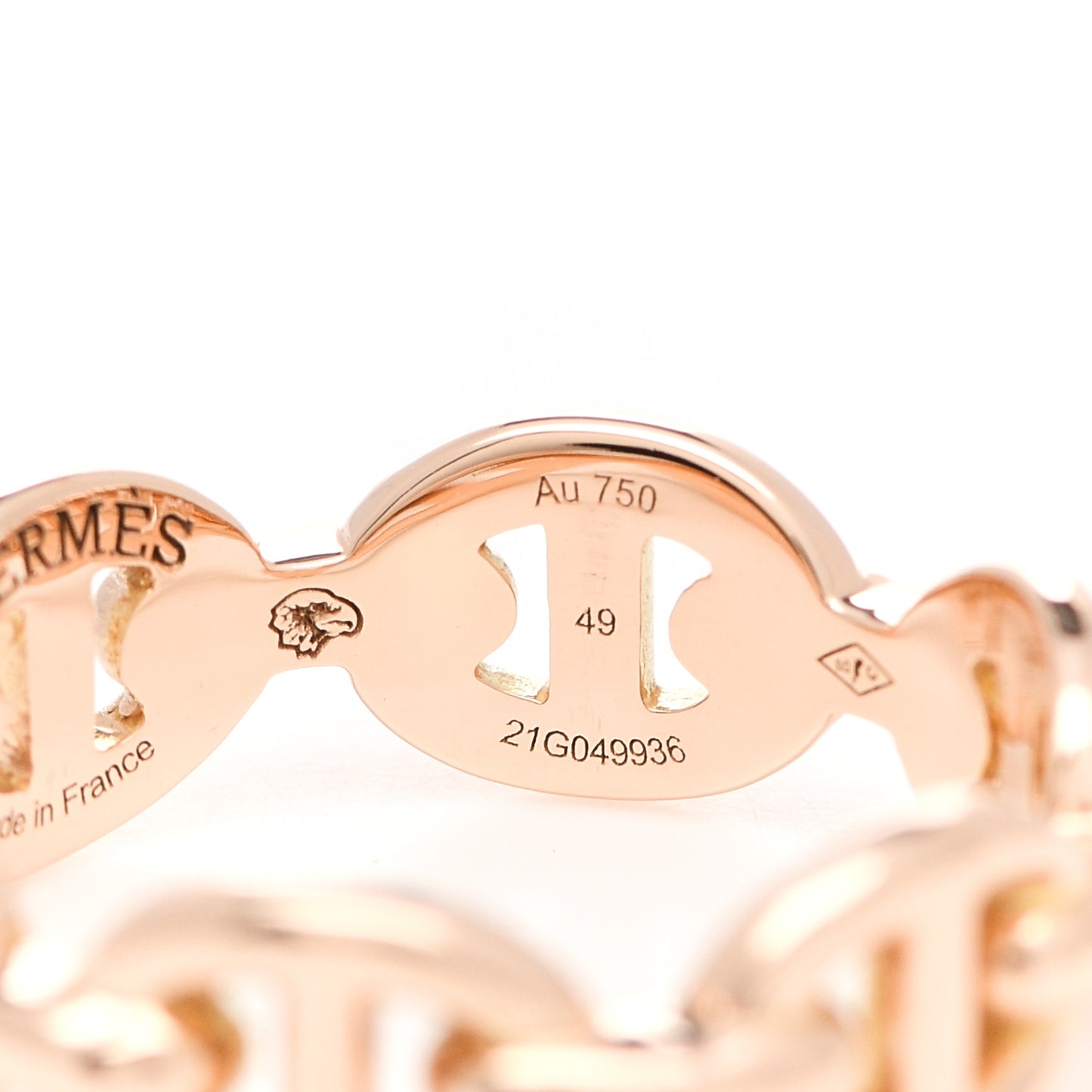 18K Rose Gold PM Chaine D'Ancre Enchainee Ring 49 4.75