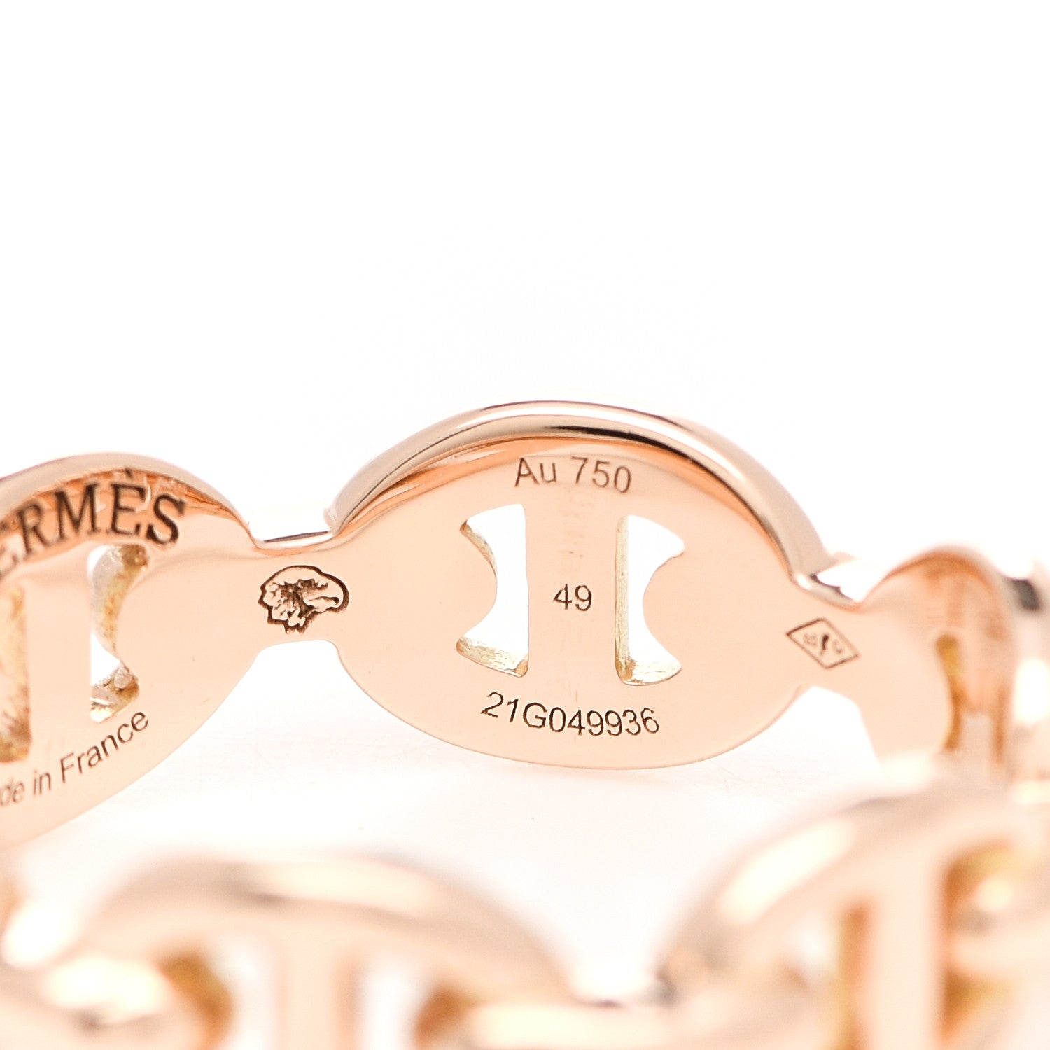 Hermes 18K Rose Gold PM Chaine D'Ancre Enchainee Ring 49 4.75 5 of 6