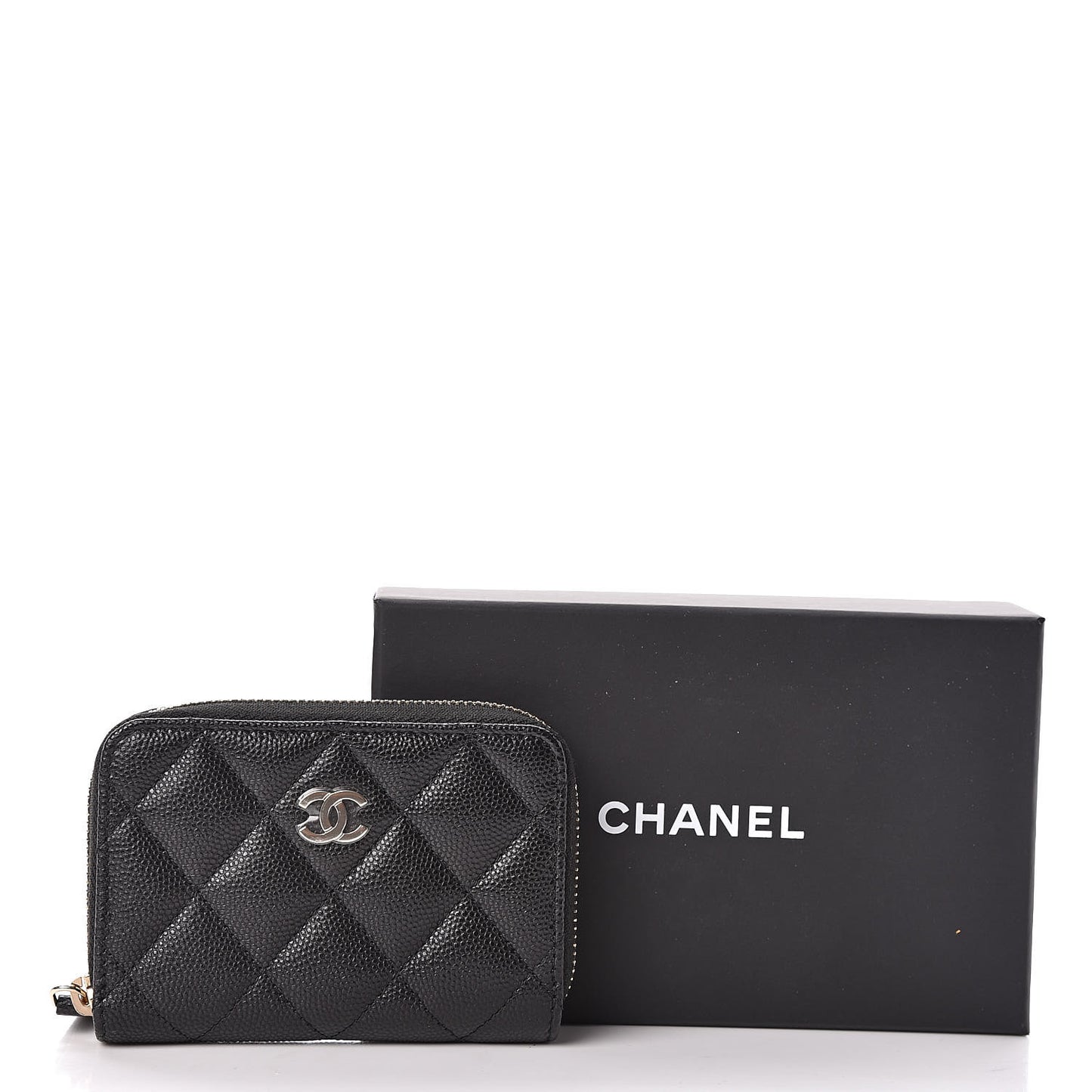 Caviar Quilted Zip Coin Purse Black