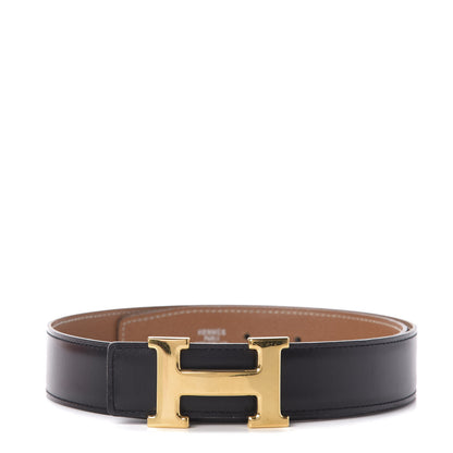 Hermes Box Courchevel 32mm H Belt 75 Black Gold 1 of 8