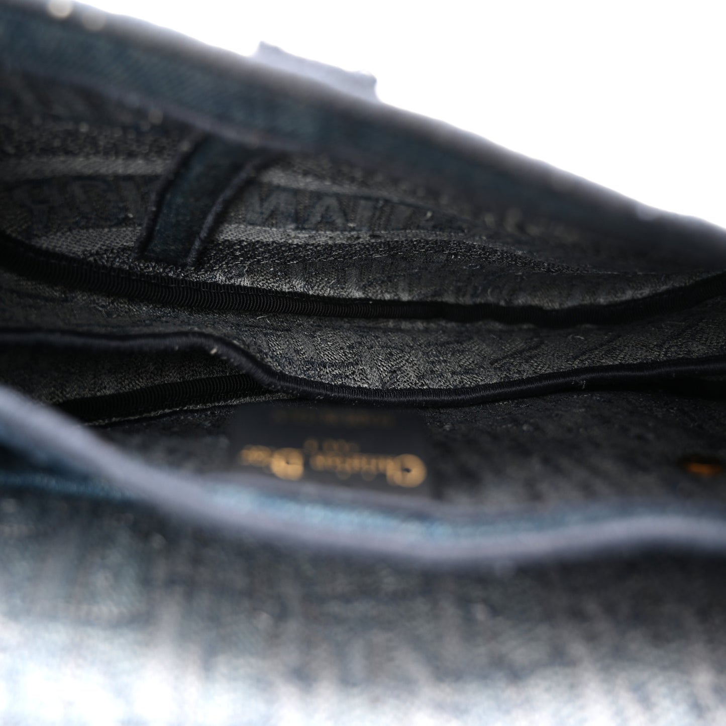 Oblique Embroidered Saddle Bag Denim Blue