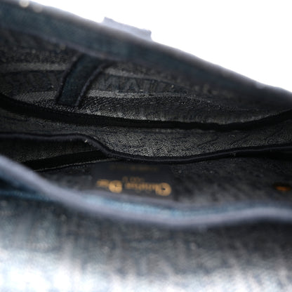 Christian Dior Oblique Embroidered Saddle Bag Denim Blue 5 of 12