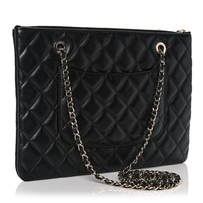 Chanel Shiny Lambskin Quilted Medium Double Case With Strap Black 2 of 10