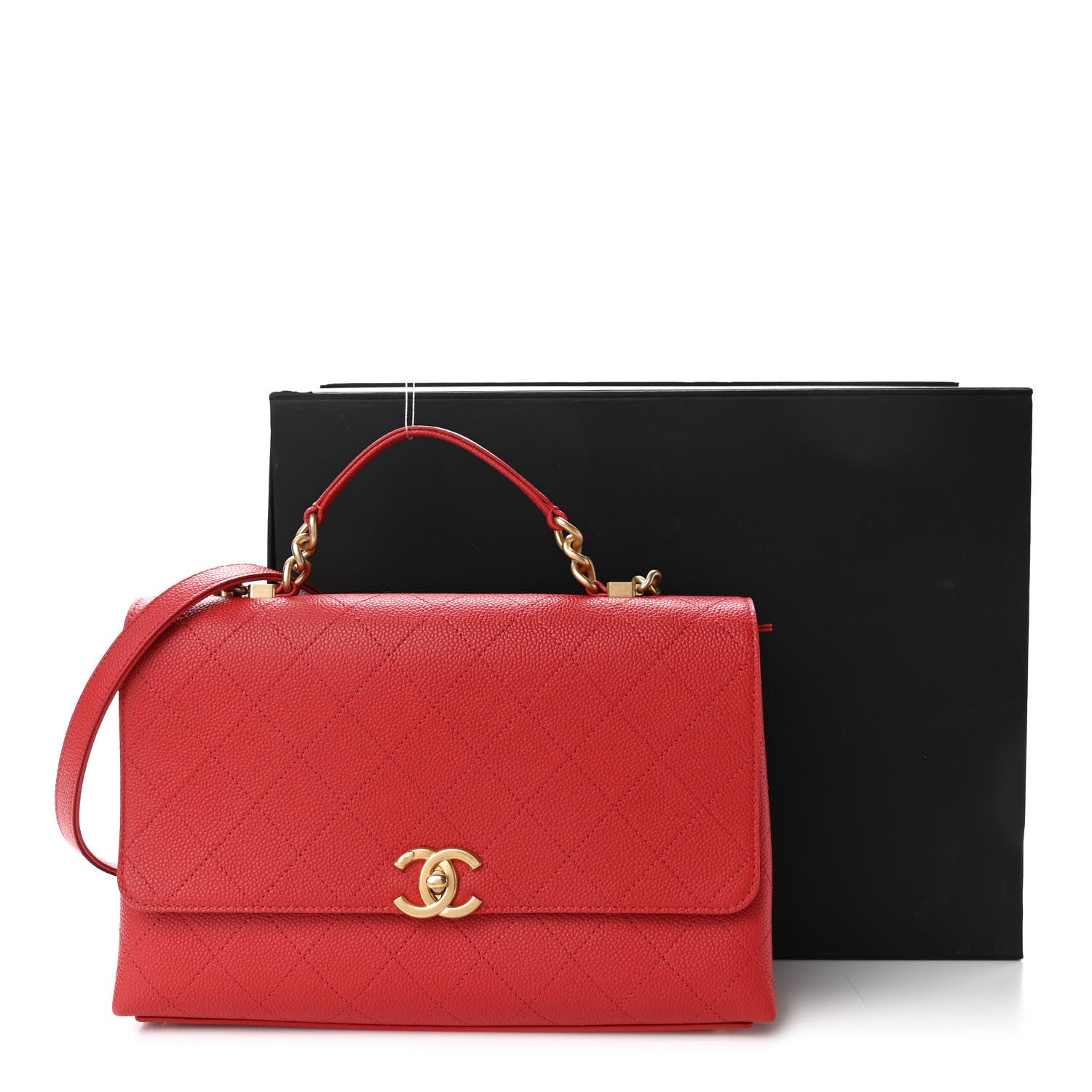 Chanel Grained Calfskin Stitched Flap Red 20 of 21