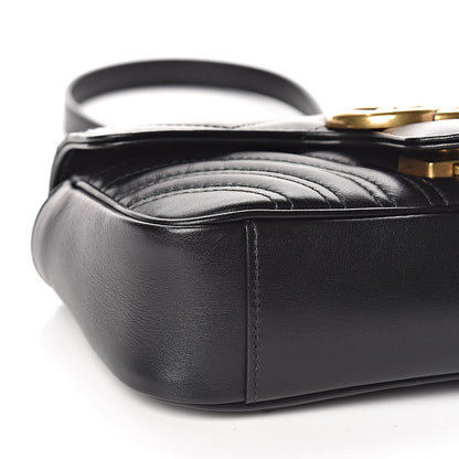Gucci Calfskin Matelasse Mini GG Marmont Shoulder Bag Black 8 of 10