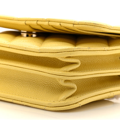 Chanel Caviar Quilted Mini Wallet On Chain WOC Yellow 10 of 11