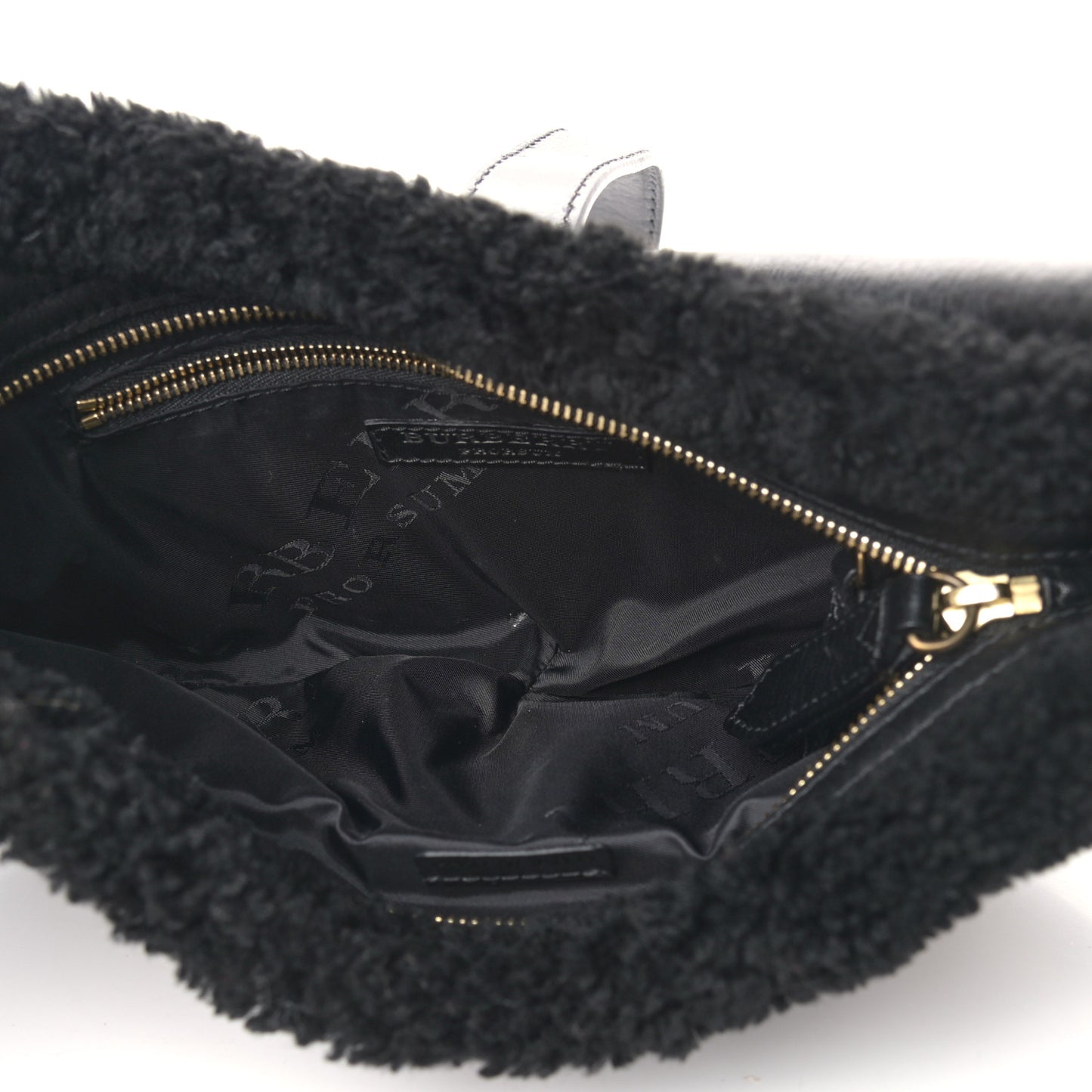 Shearling Check Shoulder Bag Black