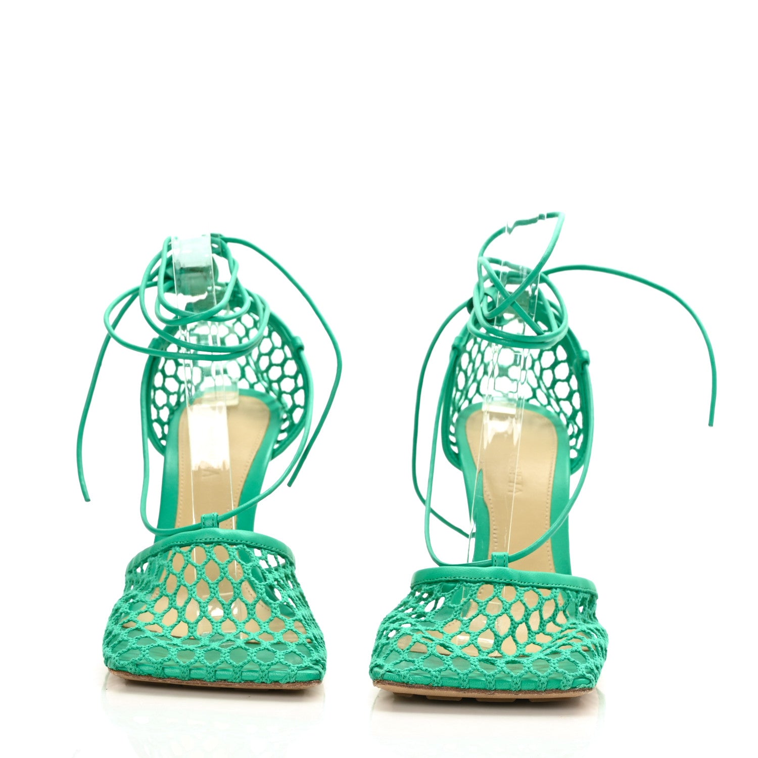 Bottega Veneta Mesh Nappa Stretch Ankle Tie 90mm Sandals 37.5 Acid Turquoise 2 of 7