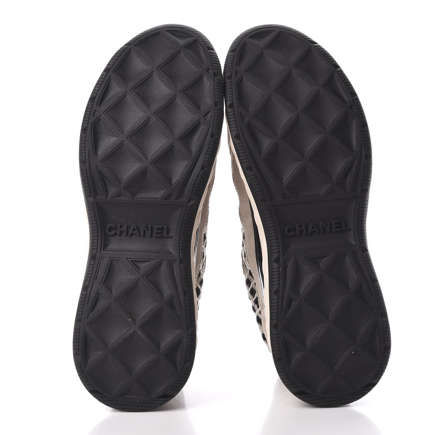 Suede Calfskin Embroidered CC Sneakers 39 Beige Black