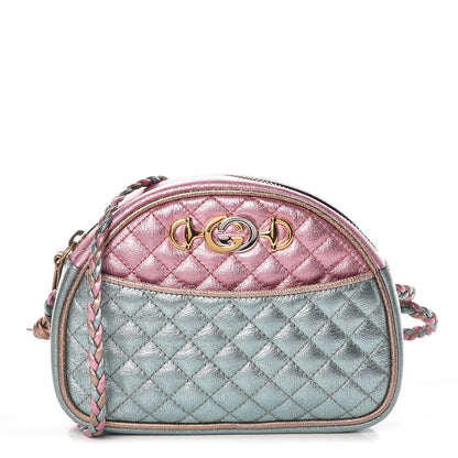 Gucci Laminated Nappa Trapuntata Mini Zumi Dome Shoulder Bag Rosa Lago Rame 1 of 10