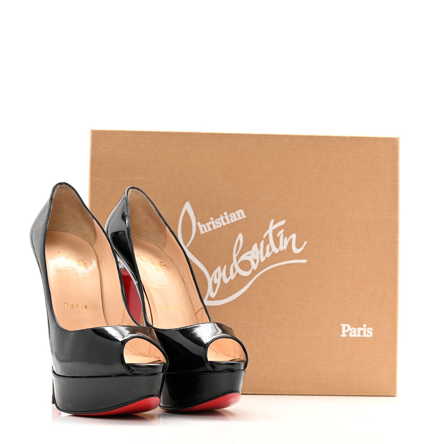 Christian Louboutin Patent Lady Peep 150 Pumps 37 Black 11 of 11