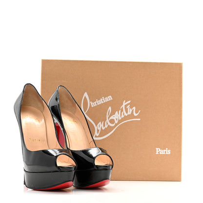 Christian Louboutin Patent Lady Peep 150 Pumps 37 Black 11 of 11