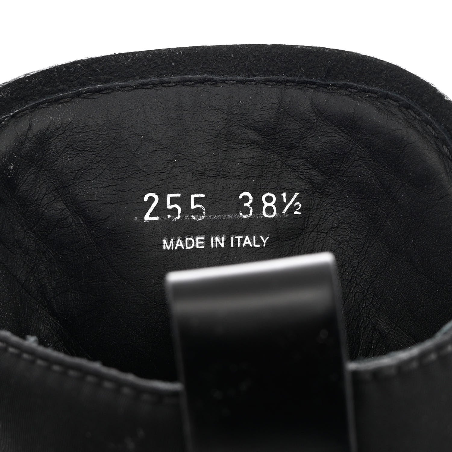 Prada Spazzolato Rois Nylon Metal Triangle Logo Monolith Pouch Pocket 55mm Boots 38.5 Black 6 of 14