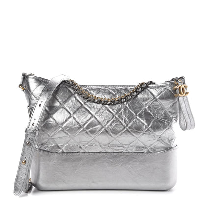 Chanel Metallic Lambskin Calfskin Quilted Medium Gabrielle Hobo Silver 1 of 11