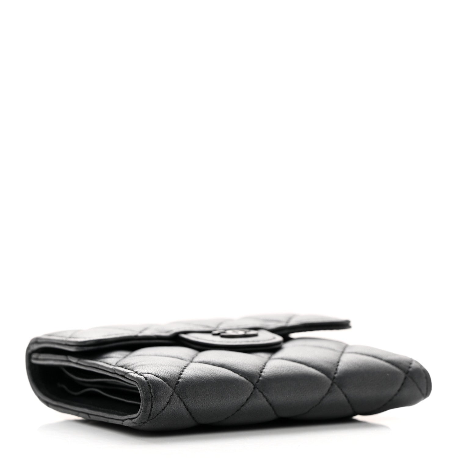 Chanel Lambskin Quilted Compact Flap Wallet So Black 4 of 12