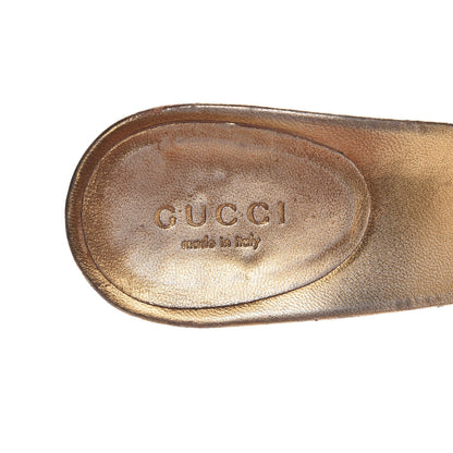 Gucci Calfskin Studded Peep Toe Mules 6.5 Gold 8 of 17