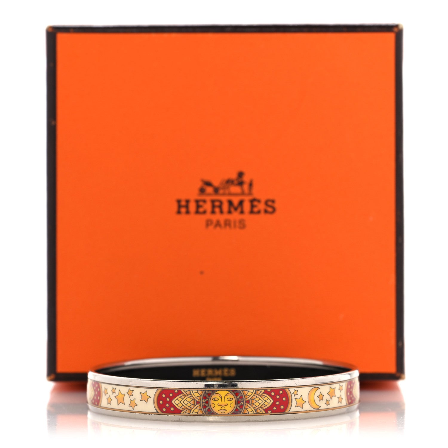 Hermes Enamel Printed Narrow Sun Moon Stars Bracelet 70 5 of 5