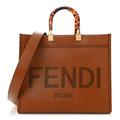 Fendi Vitello King Plexiglass Medium Fendi Sunshine Shopper Tote Cuoio 1 of 9