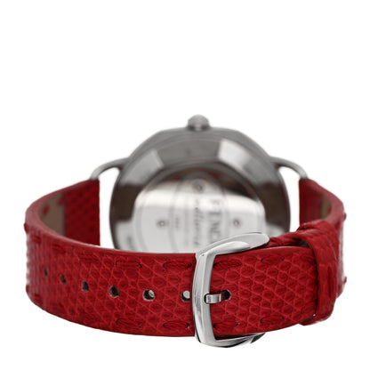 Fendi Stainless Steel Lizard Diamond Mother of Pearl 36mm Selleria Quartz Watch Red 3 of 4