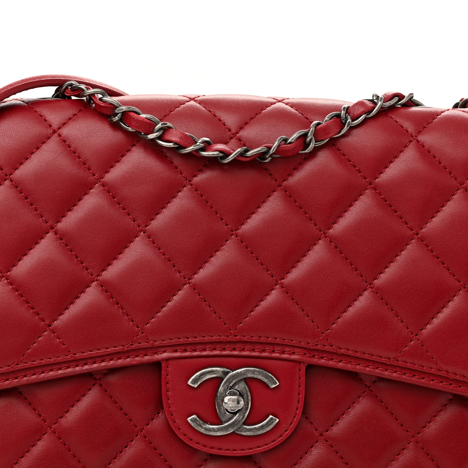 Chanel Lambskin Quilted Citizen Zip Large Flap Dark Red 8 of 12