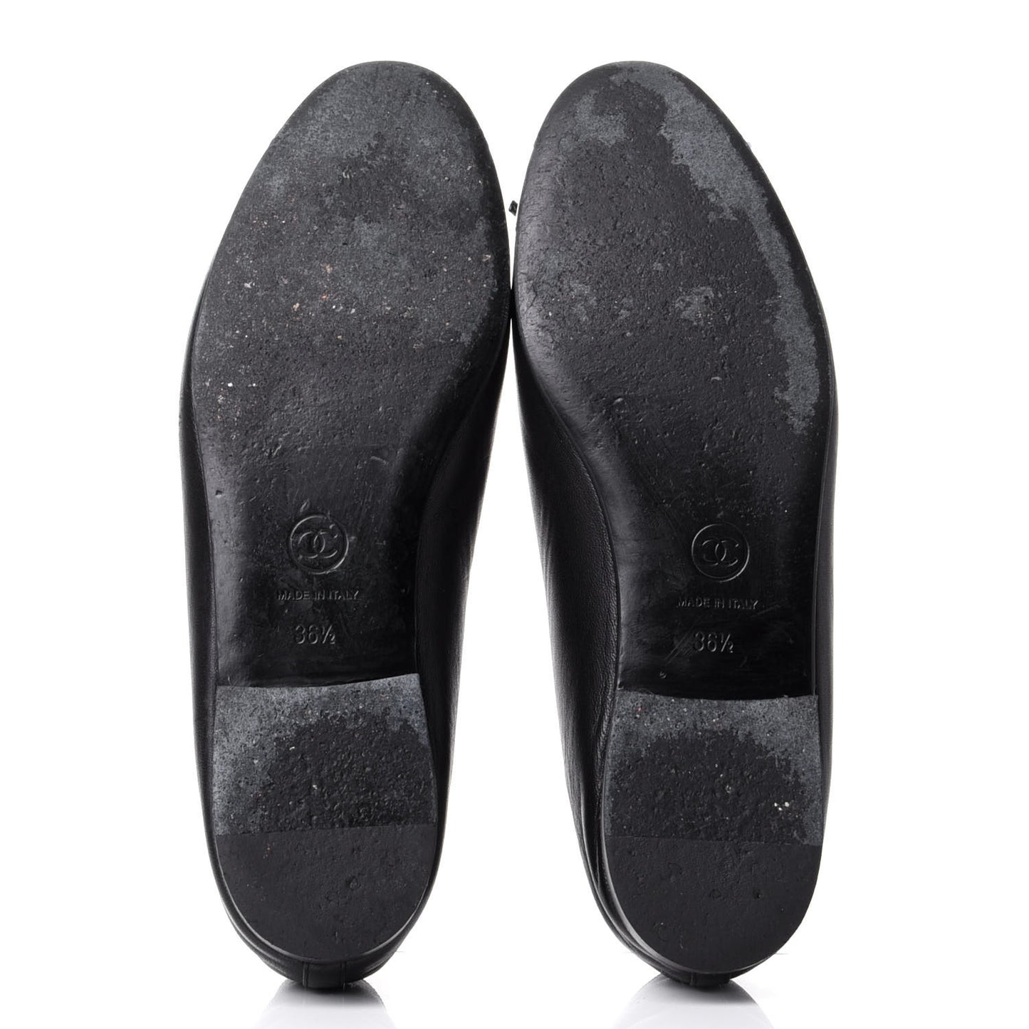 Lambskin Cap Toe CC Ballerina Flats 36.5 Black Beige