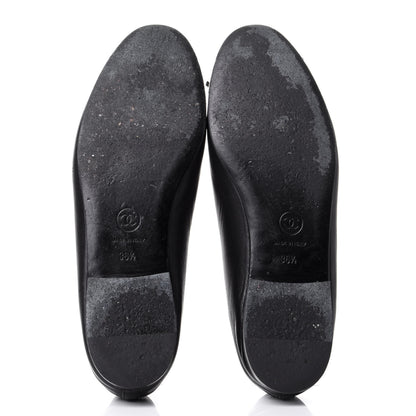 Chanel Lambskin Cap Toe CC Ballerina Flats 36.5 Black Beige 4 of 6