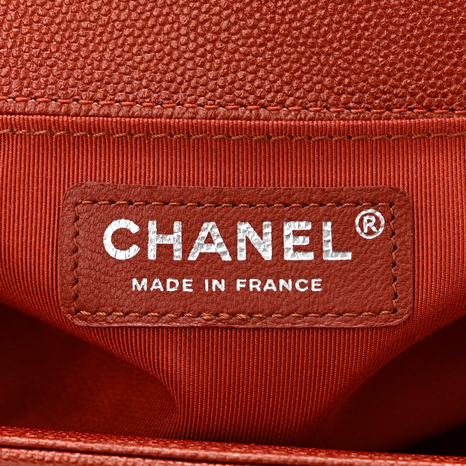 Chanel Metallic Caviar Chevron Quilted Medium Boy Flap Orange 6 of 10