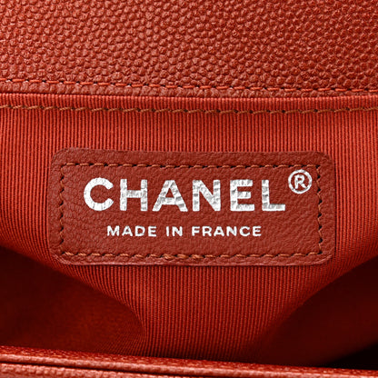 Chanel Metallic Caviar Chevron Quilted Medium Boy Flap Orange 6 of 10