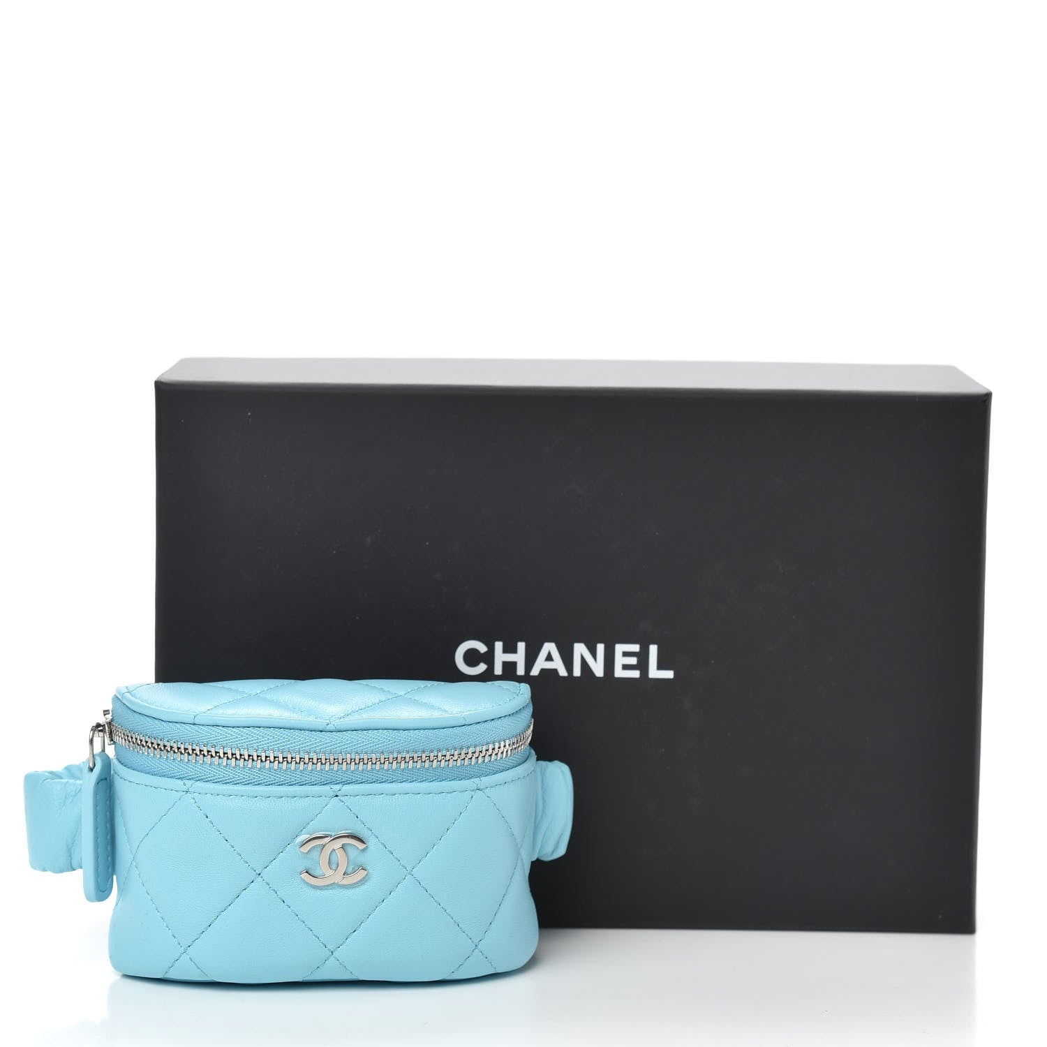 Chanel Lambskin Quilted Arm Coin Purse Neon Blue 8 of 8
